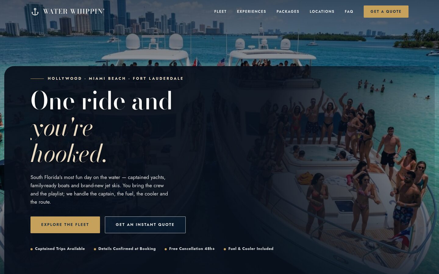 Water Whippin' website, home page